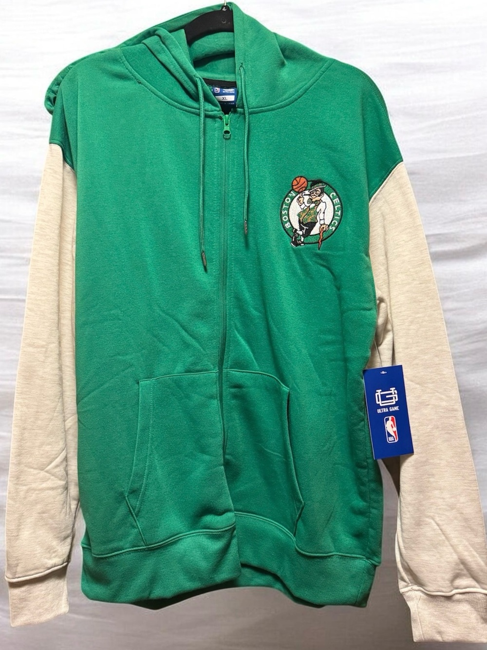 NBA Boston Celtics Green & Heather Grey Embroidered Logo Zip Up Sweatshirt